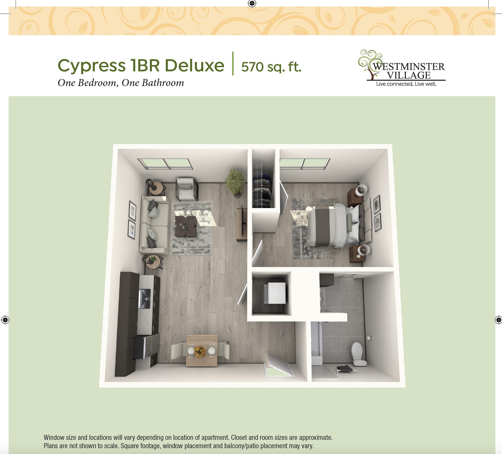Assited Living Cypress 1BR Deluxe Floorplan